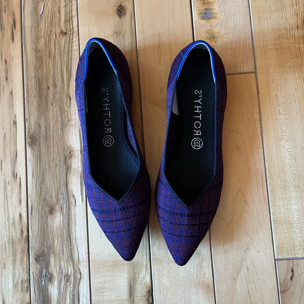 Rothy’s purple plaid The Point Flats